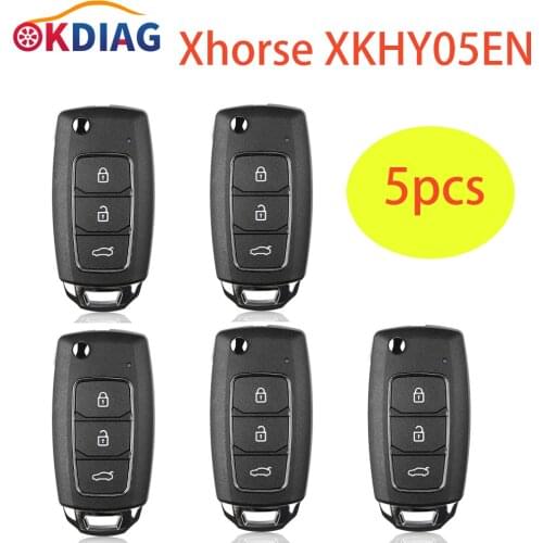5pcs/lot Xhorse XKHY05EN Wire Remote Key For Hyundai 3 Buttons for VVDI Key Tool HYU.D style VVDI Key Fob English Version