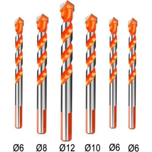 6-12mm 6Pcs Multifunctional Drill Bits Triangle Handle Woodworking Drilling Tools Ceramic Wall Glass Punching Holing Working