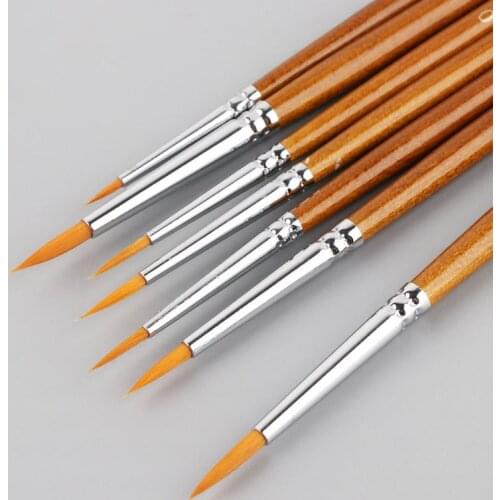 7pcs/set Professional Detail Paint Brush Fine Pointed Tip Miniature Brushes For Acrylic Watercolor Oil Drawing Kits