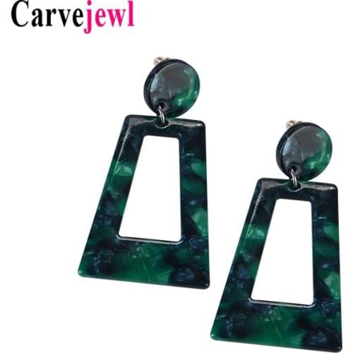 Carvejewl big Drop dangle earrings round trapezoid resin earrings for women jewelry Green fashion European earrings wholesale