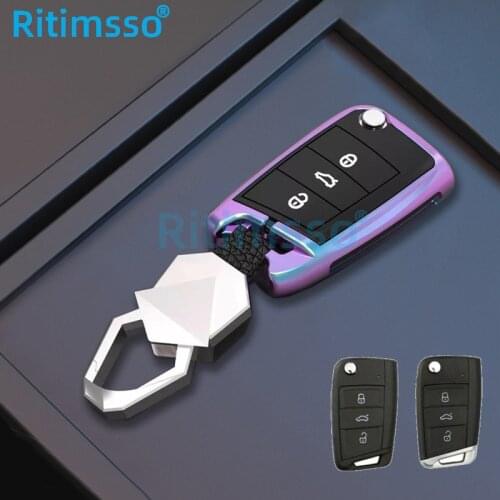 Car Key Case Cover for Volkswagen VW Polo Golf 7 MK7 Tiguan Passat for Skoda Octavia Kodiaq Karoq for Seat Ateca Leon Key Bag