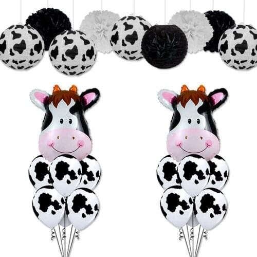 1set Cow balloons Paper Lantern Animal Air Helium Latex Balloon for Kids Gift Birthday Party Decor Animal Zoo Theme Supplies Toy