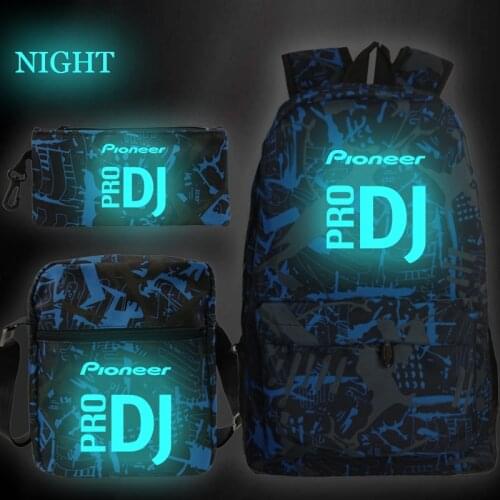 Cool Luminous Pioneer Pro Dj Backpack 3pcs Set Students School Bag Boys Girls Back to School Gift(bookbag+shouder Bag+pen Bag)