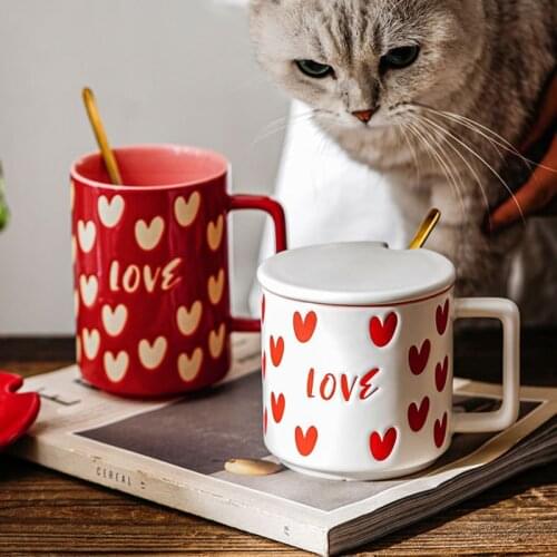 American calm atmosphere style high-quality ceramic coffee mug with lid spoon men and women couple mugs are the best gifts