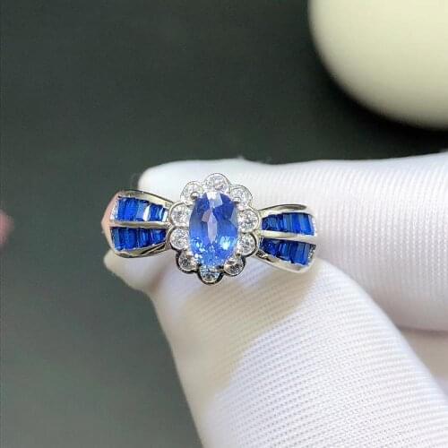 100% Natural real blue sapphire ring 925 sterling silver Fine handworked jewelry Finger rings Wedding Ring