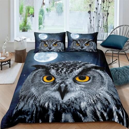 Owl Printed 3D Duvet Cover Set With Pillowcase Comforter Cover Bedding Set For Kids Adults Bedroom Decor Queen King Size