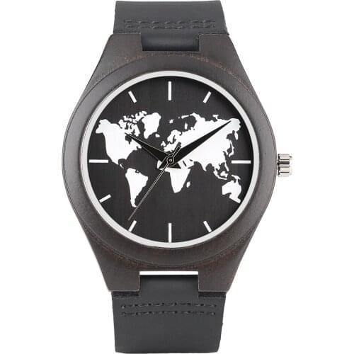 Creative World Map Wood Watch for Men Clock Durable Analog Wooden Watches for Women Ladies Gift Dropshipping Reloj de madera