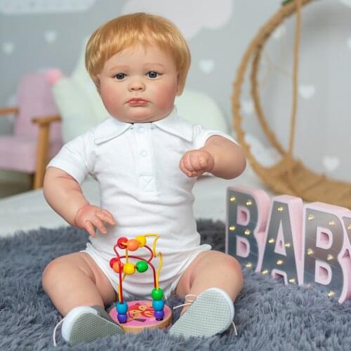 NPK 60CM Reborn Joseph Awake Toddler Size Cute Fat Baby Boy Doll Top Quliaty Hand-made Doll with Rooted hair doll