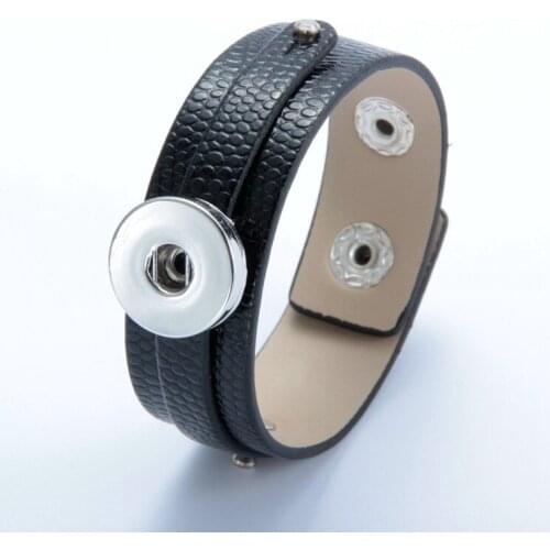 Hot Sale Leather Snap Button Bracelet Watches Fit 18mm Snap Buttons Jewelry Simple Leather Snap Bracelet for Women Men Jewelry