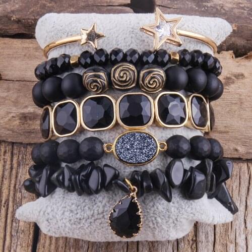 MD Fashion Boho Jewelry Accessory Multi 6pc Stack Bracelet & Bangle Sets For Women Gift
