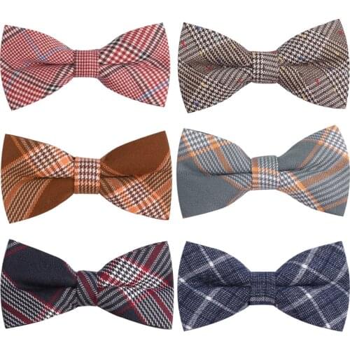 Men Bowtie Classic Cotton Bow tie For Men Bowknot Adult Plaid Bow Ties For Business Wedding Cravats