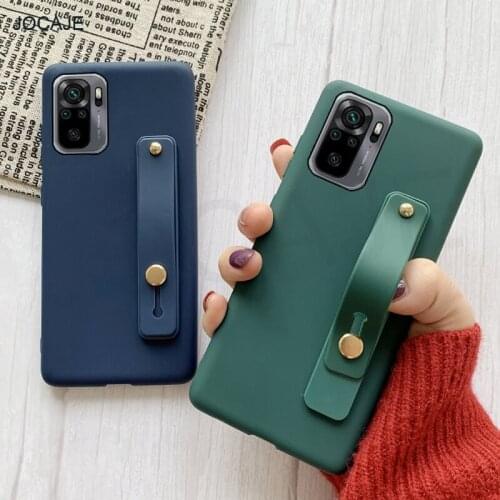 Soft TPU Wrist Strap Holder Phone Case For Redmi Note 10 9 Pro Max K40 K30 10S 10X POCO F3 Pro Candy Color Shockproof Back Cover