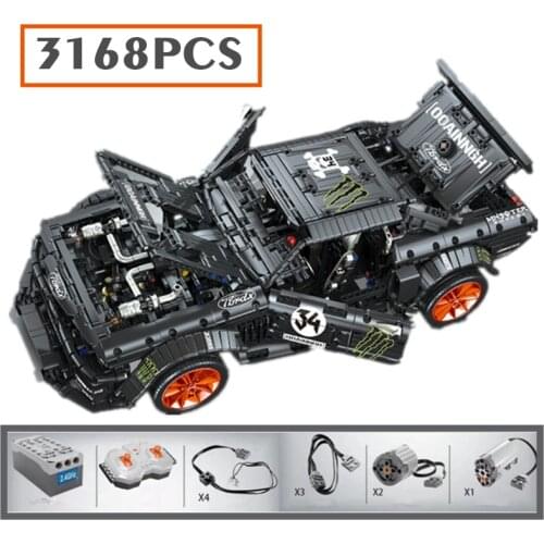 New Technical Bricks 3168PCS Racing Speed RC Motor Power Forded Mustanged Hoonicorn RTR V2 Racing Car Building Blocks Toy Kid