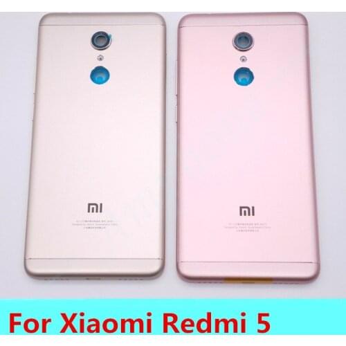 New For Xiaomi Redmi 5 Spare Parts Back Battery Cover Door Housing + Side Buttons + Camera Flash Lens Replacement