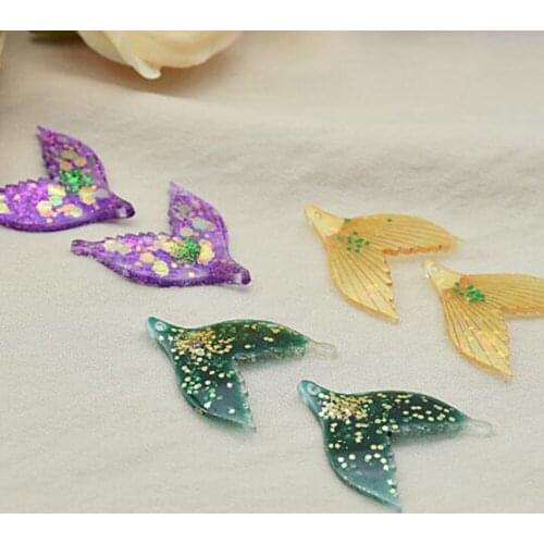 Acrylic Resin Handmade Fish Tail Pendant Charms 10pcs/lot For DIY Fashion Jewelry Making Finding Accessories