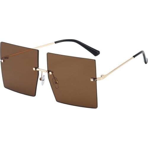 2021 New Frameless Personality Sun Glasses Big Square Men Women Rice Nail Sunglasses Fashion Metal Thin Edge Frameless Shades UV