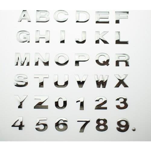 1pcs Car Stickers silver black Car styling metal stickercar styling 3D metal Letters emblem Digital Figure Number Chrome DIY