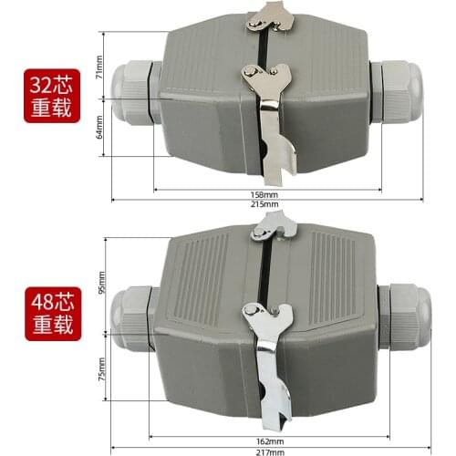 Heavy duty connector he-32 core 48 core butt type rectangular industrial waterproof aviation plug and socket connector