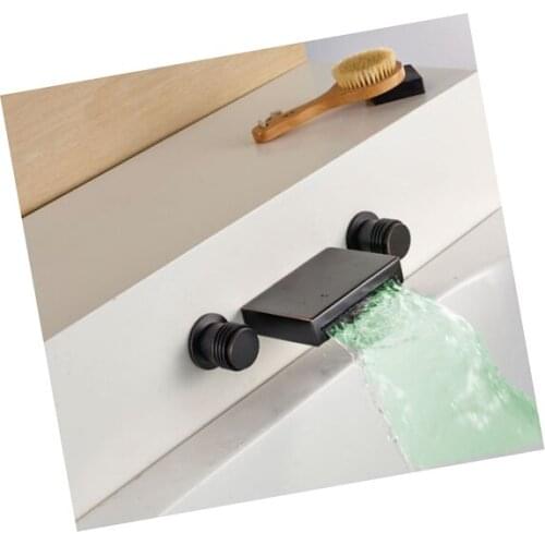 LED Smart Wall Mount Oil Rubbed Bronze Bathroom Tub Faucet Mixer Tap Waterfall