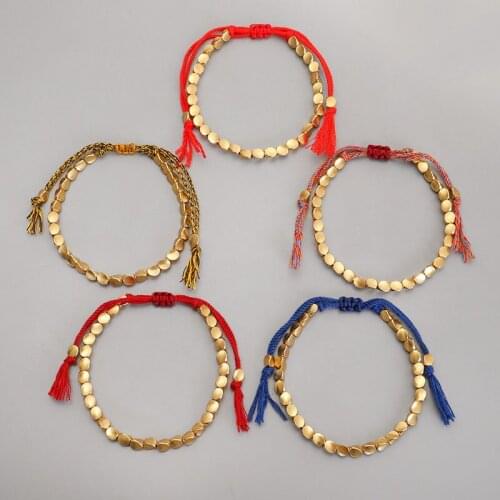 Handmade Tibetan Buddhist Bracelets On Hand Braided Copper Beads Lucky Rope Bracelet & Bangles For Women Men Dropshiping