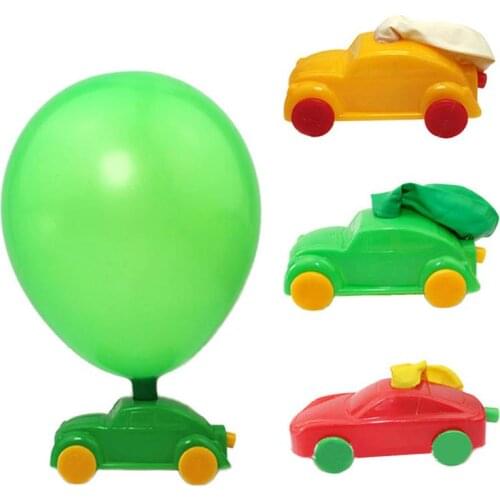 Random Color DIY Balloon Powered Car Recoil Force Science Technology Experiment Students Toys Car Power Inertia Toy