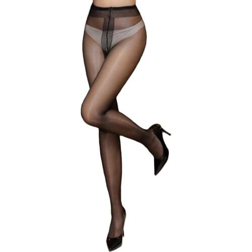High Stretchy T Crotch Tights Temptation Oil Shiny Pantyhose Sexy Stealth Transparent Toe Collant Women Glossy Medias