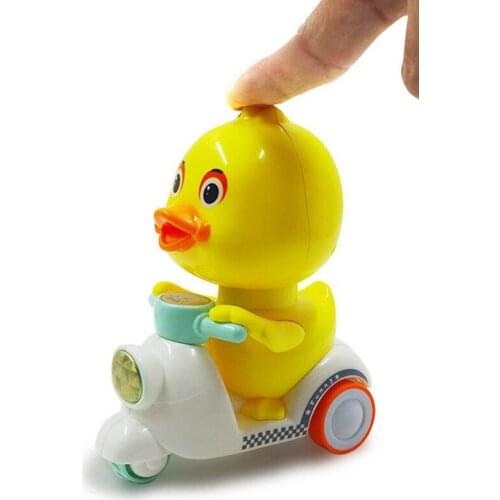 High Quality New Baby Toy Car Plastic Press-Type Trolley Yellow Duck Motorcycle Childrens Birthday Gift For Kids