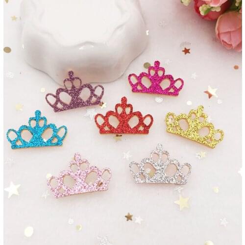 20pcs Glitter Felt Fabric Pads crown Appliques Patches Wedding DIY Hair Clip Accessories Craft Supplies SA99