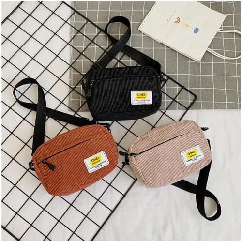 Women Mini Canvas Shoulder Bag Small Corduroy Cloth Messenger Bag For Keys Phone Pink Crossbody Bags Cute Zipper Purse For Girls