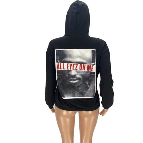 2021 Fashion Korean Version Hoodies Women/Girl Letter Print Long Sleeve Casual Loose Vintage Hooded Sweatshirts Black/Blue/Gray