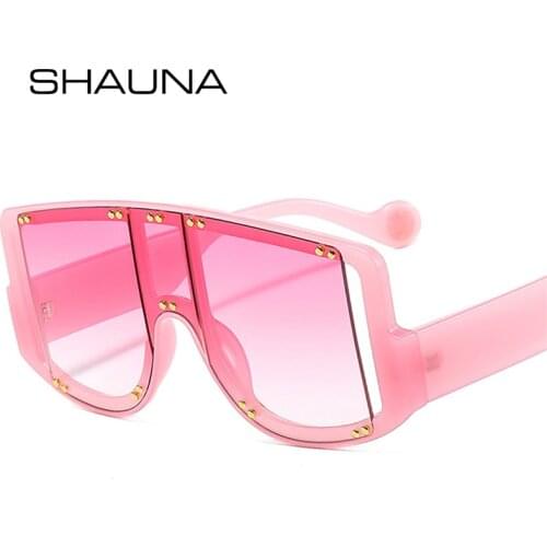 SHAUNA Retro Oversized Square Women Sunglasses Brand Designer Fashion Gradient One Piece Rivets Sun Glasses Men Shades UV400
