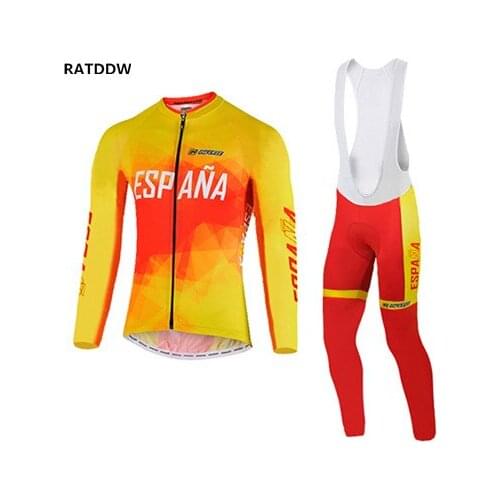 Espana Winter Cycling Clothing Men Winter Fleece Thermal Warm Cycling Jersey Spain Bicycle Bike Jerseys Ciclismo Maillot