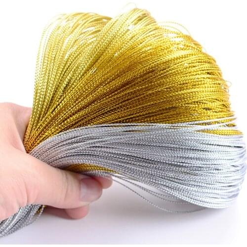 1mm*100m Gold Silver Weave Rope Tag Pin DIY Crafts Supplies Handcraft Braided Cord Gifts wrapp line Ornament Sewing Accessories