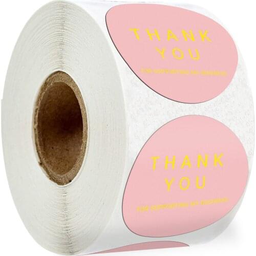 100-500pcs Thank You Sticker Envelope Seal Scrapbook Sticker Pink Heart Cute Round Sticker Stationery Label Stickers