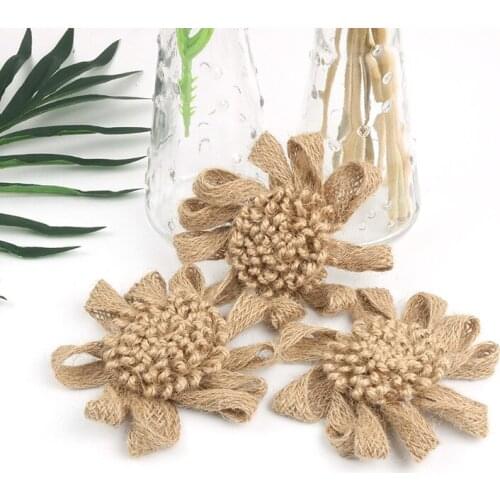 100 Handmade Natural Jute Hessian Burlap Flowers for DIY Crafts Vintage Rustic Wedding Favor Party Decor Burlap Hair Hat Craft