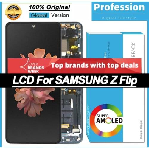100% Original Super AMOLED Display for Samsung Galaxy Z Flip 5G SM-F707 LCD Touch Screen Digitizer Assembly Repair Parts