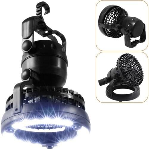 2 In 1 Portable LED Camping Lantern With 2 Modes 18 LED Flashlight Ceiling Fan For Outdoor Hiking Fishing And Emergencies Tent