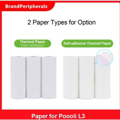 3 Rolls 79.5*30mm Non-adhesive/Self-adhesive Thermal Paper BPA-Free Long-Lasting 10-Years Paper for Poooli L3 Printer