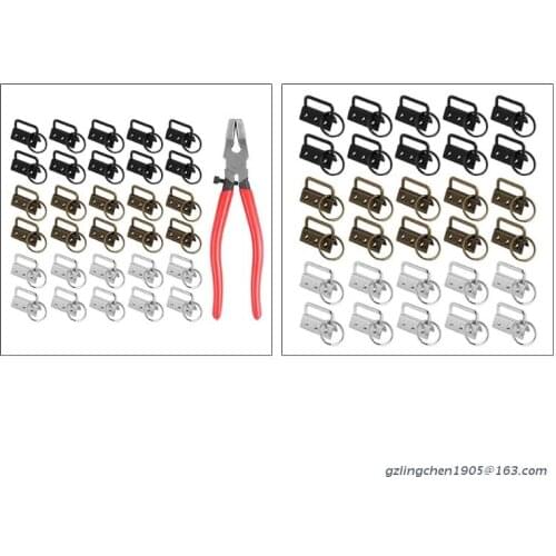 30pcs 32mm Key Fob Hardware with Split Rings Set Assorted Colors Tail Clips for Wristlet Clamp Lanyard Keychain DIY Tool