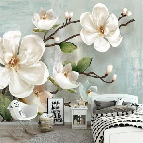 Customized papel de parede 3d, European magnolia murals for living room bedroom background home decoration waterproof wallpaper