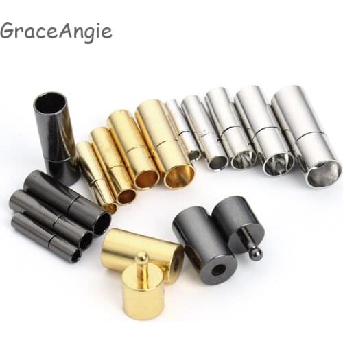 5pcs Jewelry Connector Bracelet 2/2.5/3/4/5/6mm Black Gold Beaded Clasp Tube Sliders Leather Cord Bracelet ConnectorsColor