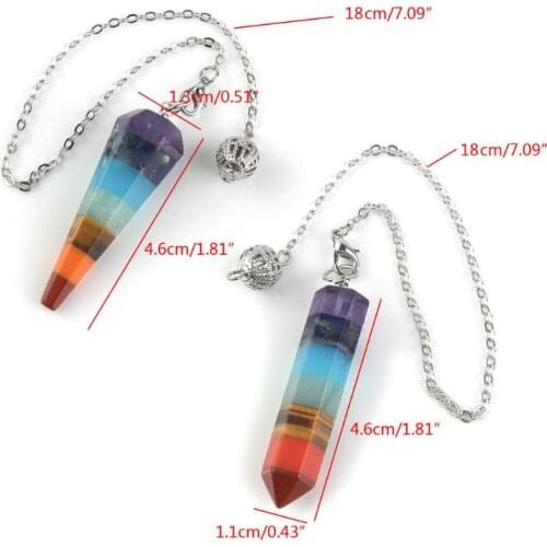 97QE 7 Chakra Rainbow Healing Heart Crystal Dowsing Divination Pendulum Pendants