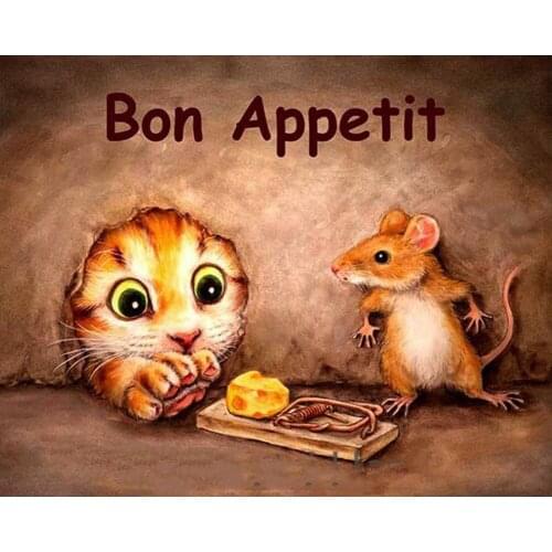 5D DIY Funny Cartoon a Cat and a Mouse Diamond Painting Full Drill Embroidery Cross Stitch Mosaic Craft Kit Home Decor Gift