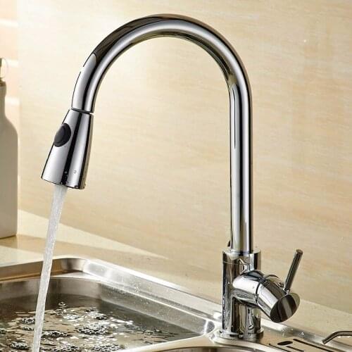 BAKALA Pull Out chrome Kitchen Faucet Sink Mixer Tap Swivel Spout Sink Faucet Swivel Copper Kitchen Faucets tap LH-8105C