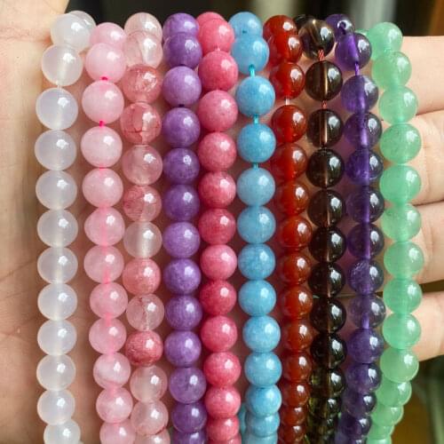 8mm Natural Stone Purple Amethyst Aventurine Rose Quartz Beads 15'' Strand Round Loose Gemstone Beads DIY For Jewelry Making