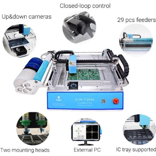 Charmhigh CHM-T36VA SMT Pick and Place Machine, External PC, Closed-loop Control, 2 Cameras, chmt36va 0402-5050,SOP