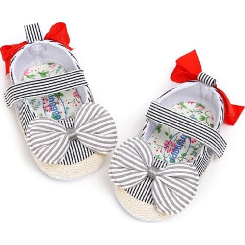 Toddler Soft Soled First Walkers Big BowKnot Girls Shoes Newborn Striped Toddler Baby shoes Casual Sneakers Princess Shoes