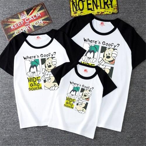 Disney Goofy T-shirt Ladies Summer Cartoon Top T-shirt Fashion Men And Women Color T-shirt Bottoming Hot Sale Family Clothes