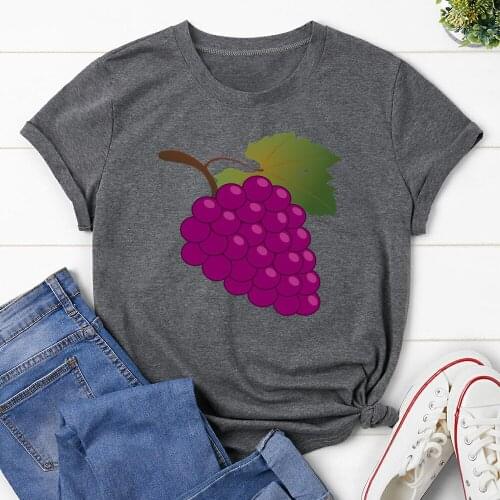 Grape Printed T Shirt Women T-shirt Tops Tee Short Sleeve Tshirt Female Tshirts TX8212