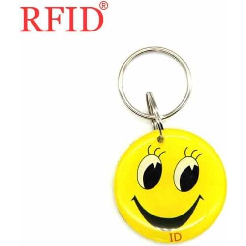 ID 125khz EM4100 TK4100 RFID Read Only Waterproof Dropping Glue Card Keychain Token Tag Yellow Smiling Face Access Control Card